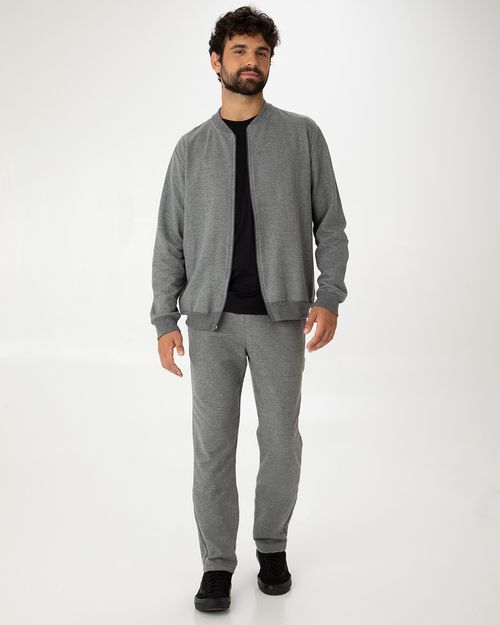 Conjunto Masculino Jaqueta Tradicional Em Moletom Stretch Flanelado
