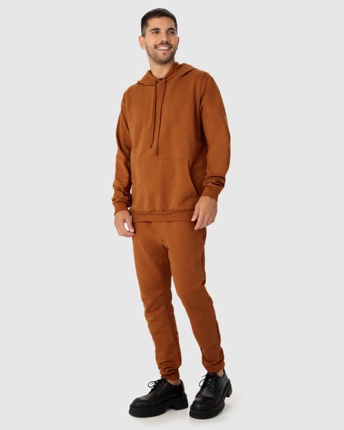 Conjunto Masculino Blusão Com Capuz  Em Moletom Flanelado