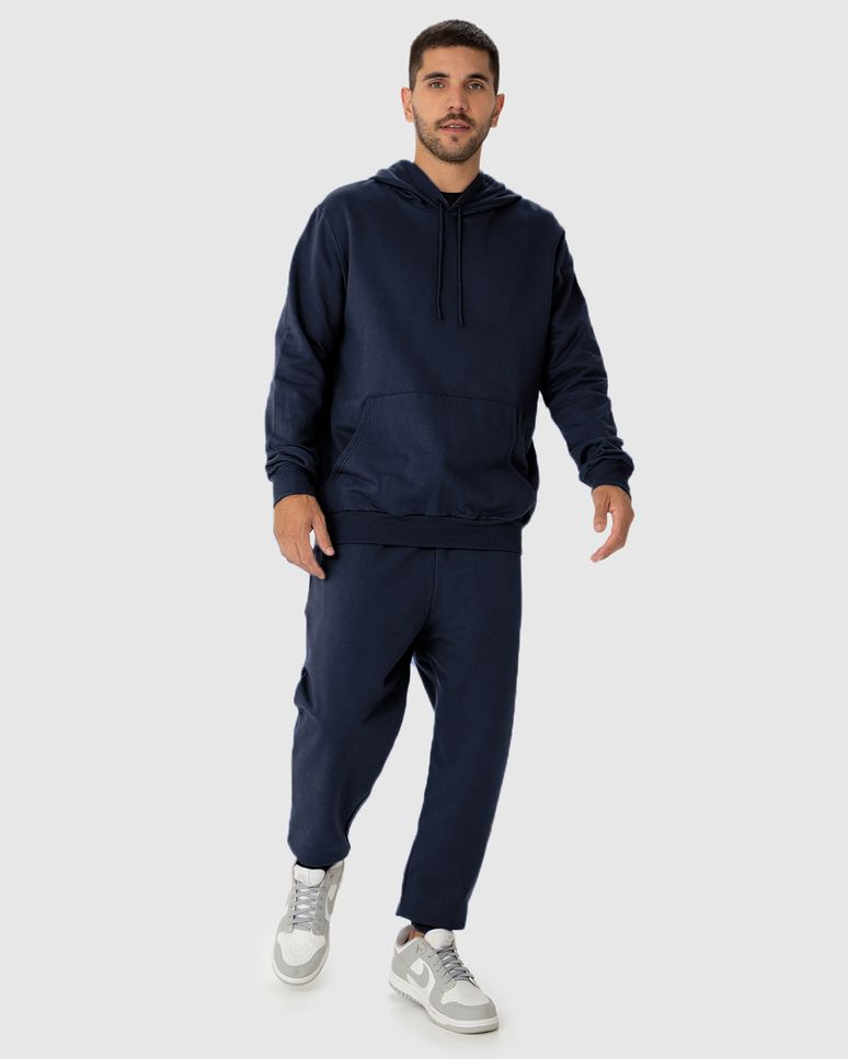 Conjunto Masculino Blusão Com Capuz  Em Moletom Flanelado