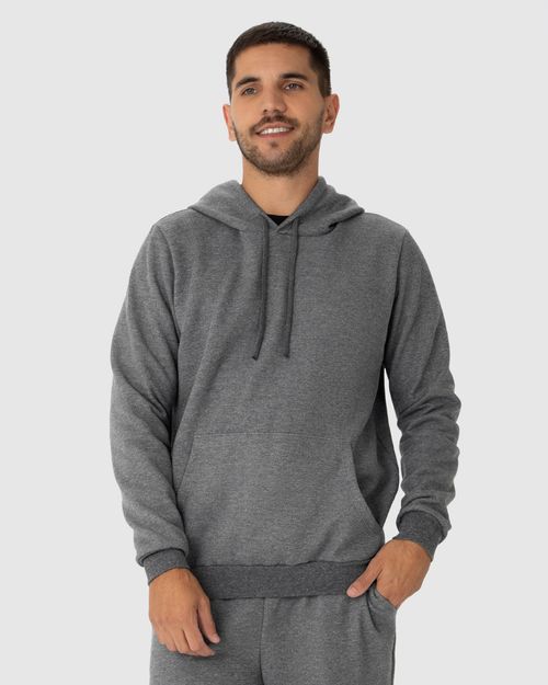 Conjunto Masculino Blusão Com Capuz  Em Moletom Flanelado