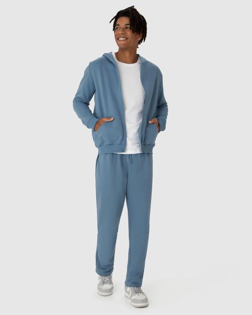 Conjunto Masculino Jaqueta Com Capuz Em Moletom Stretch Flanelado