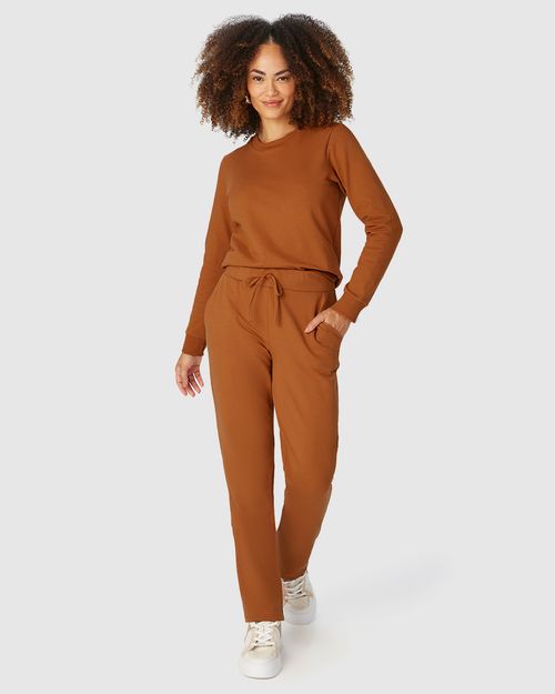 Conjunto Feminino Calça Bolso Faca Em Moletom Stretch Flanelado