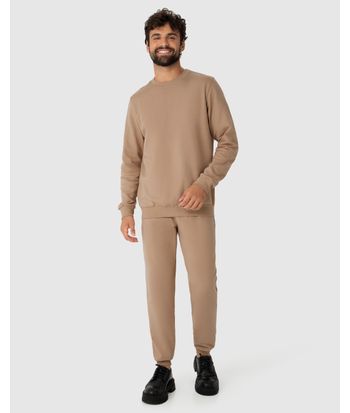 Blusão Básico Masculino Decote Redondo Em Moletom Flanelado