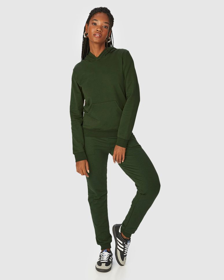 Calça Básica Feminina Jogger Bolso Faca Em Moletom Stretch Flanelado