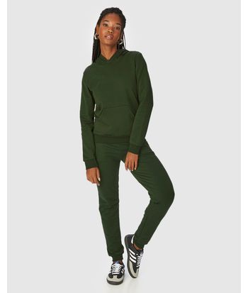 Calça Básica Feminina Jogger Bolso Faca Em Moletom Stretch Flanelado