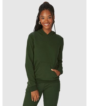 Blusão Básico Feminino Com Capuz Moletom Stretch Flanelado