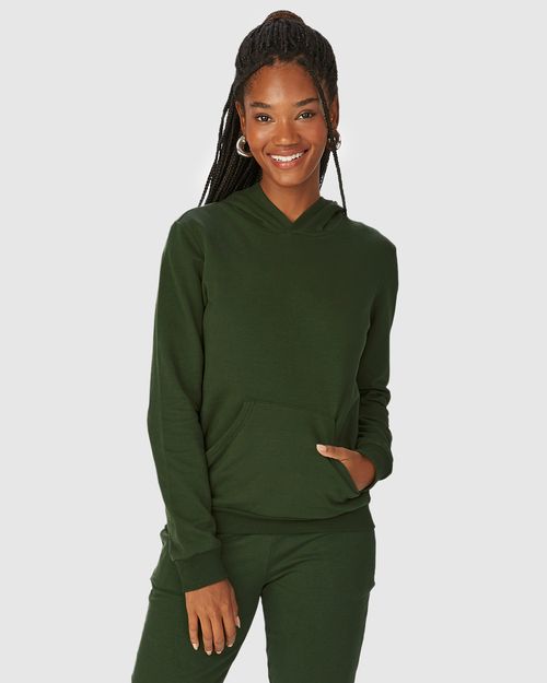 Blusão Básico Feminino Com Capuz Moletom Stretch Flanelado