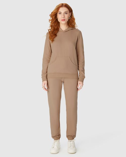 Blusão Básico Feminino Com Capuz Moletom Stretch Flanelado