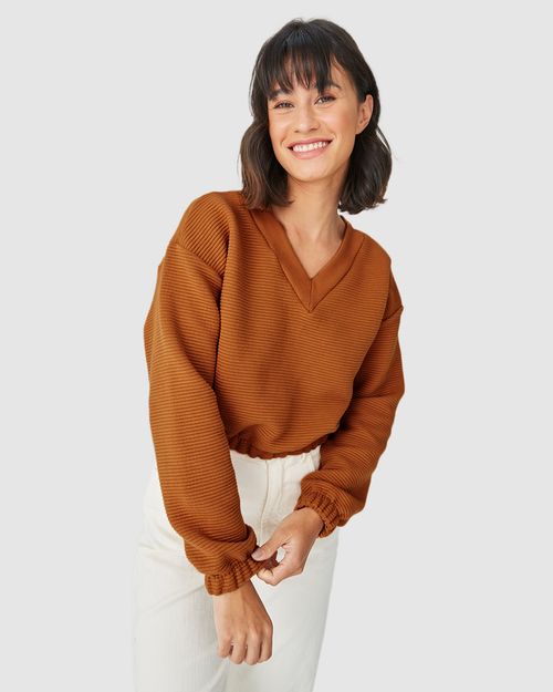 Blusão Cropped Feminino Barra Elástica Em Malha Relevo