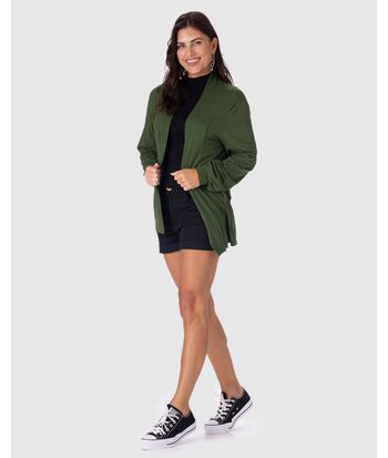 Cardigan Alongado Feminino Em Viscose Stretch