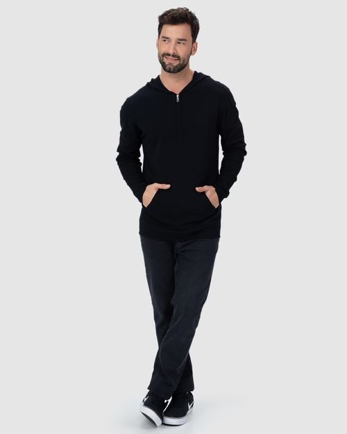 Suéter Slim Masculino Com Capuz Em Tricô