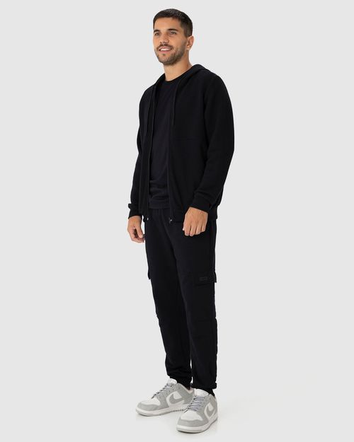 Jaqueta Masculina Com Capuz Em Malha Relevo