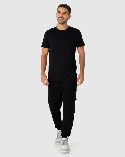 Calça Jogger Masculina Bolso Cargo Em Moletom Flanelado