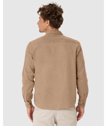 Camisa Masculina Abotoamento Frontal Em Veludo Cotelê