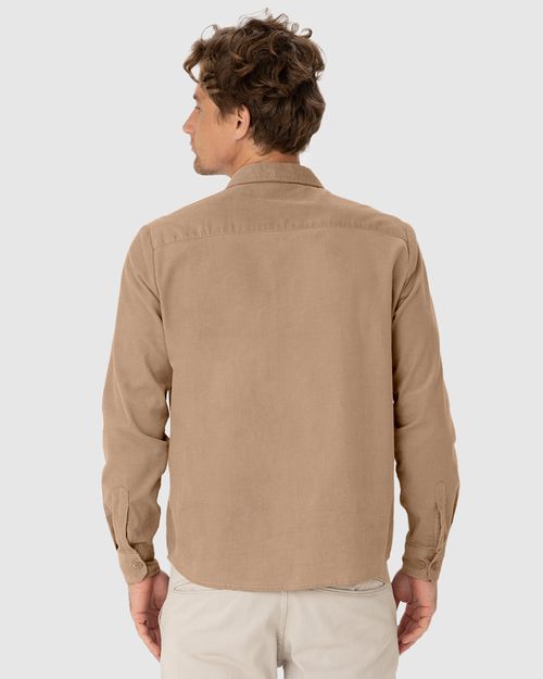 Camisa Masculina Abotoamento Frontal Em Veludo Cotelê