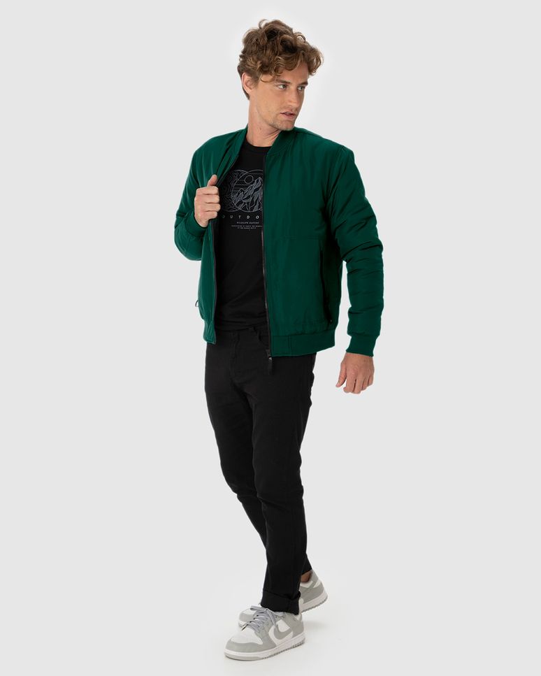 Jaqueta Bomber Masculina Zíper Frontal Em Tafetá