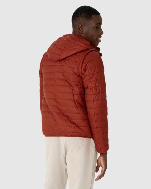 Jaqueta Puffer Masculina Manga E Capuz Removíveis Em Nylon
