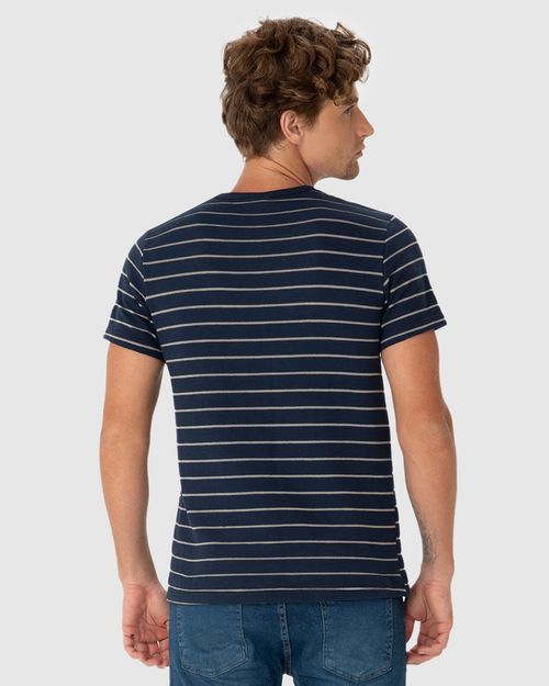 Camiseta Masculina Slim Listrada Em Malha Texturizada