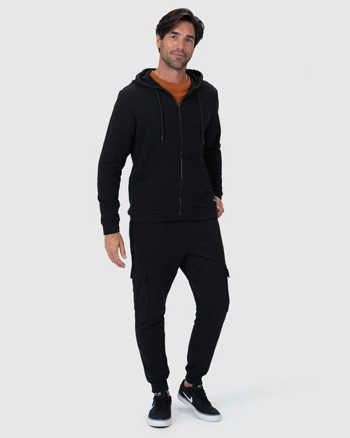 Jaqueta Masculina Regular Bolso Canguru Em Moletom Texturizado