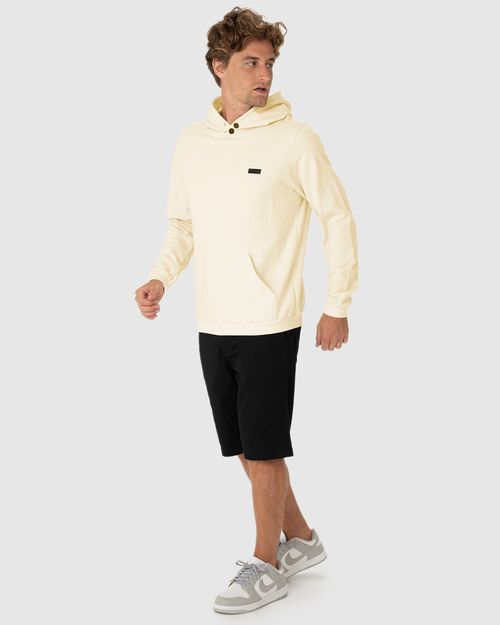 Blusão Masculino Capuz Com Botões Em Moletom Flanelado