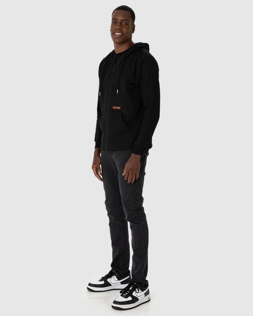 Blusão Masculino Zíper Peitoral Em Moletom Flanelado