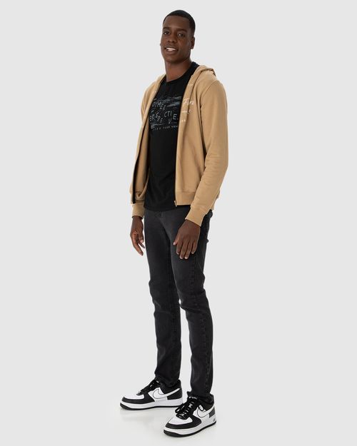Jaqueta Masculina Moving Foward Com Capuz Em Moletom Flanelado