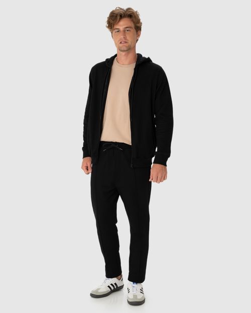 Jaqueta Masculina Com Capuz Em Moletom Sarjado