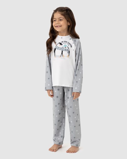 Pijama Infantil Unissex Manga Longa Snow Day Em Malha Térmica Malwee Kids