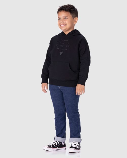Blusão Infantil Unissex Te Amo Em Moletom Stretch Flanelado Malwee Kids