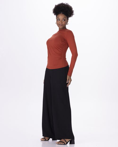 Blusa Feminina Franzido Lateral Em Malha Viscose Stretch