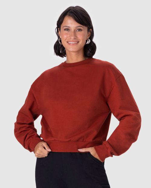 Blusão Feminino Gola Redonda Em Moletom Stretch Flanelado