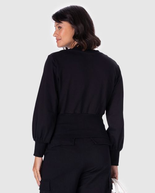 Blusão Feminino Barra Larga Em Moletom Stretch Flanelado