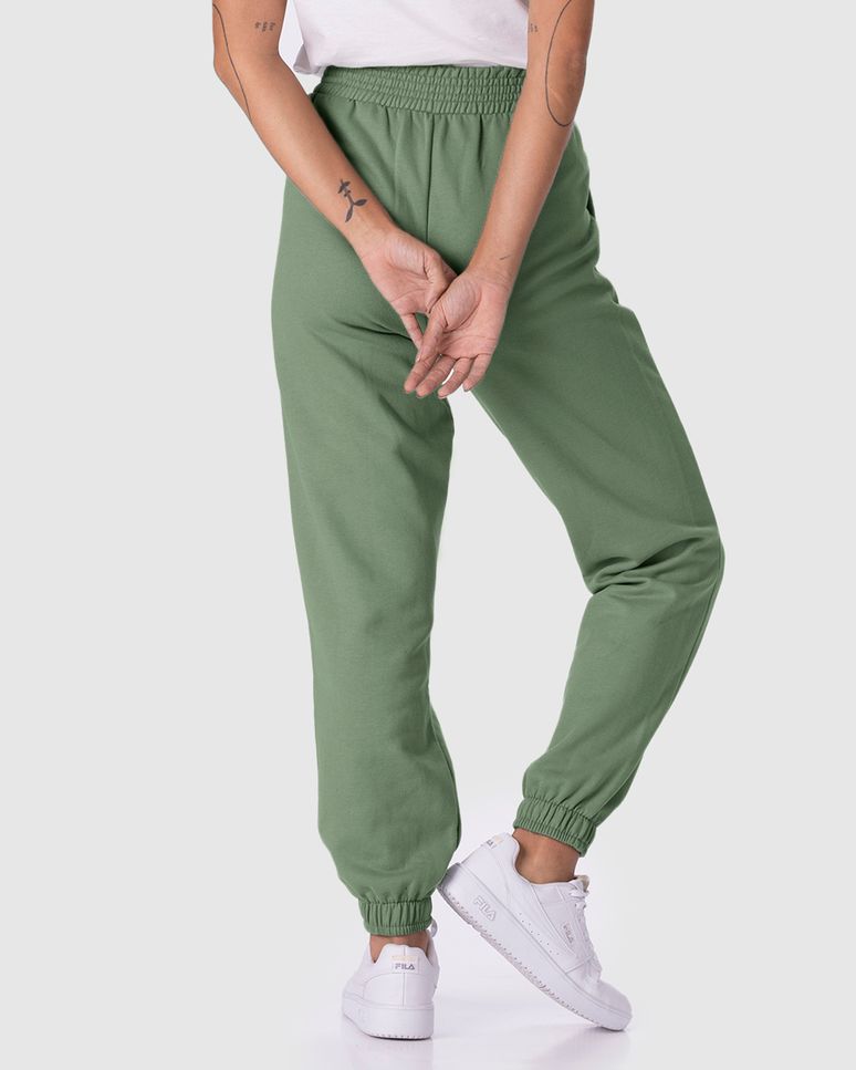 Calça Jogger Feminina Recorte Frontal Em Moletom Flanelado