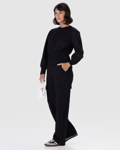 Calça Feminina Cargo Em Moletom