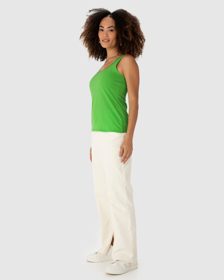 Regata Básica Feminina Decote U Em Algodão