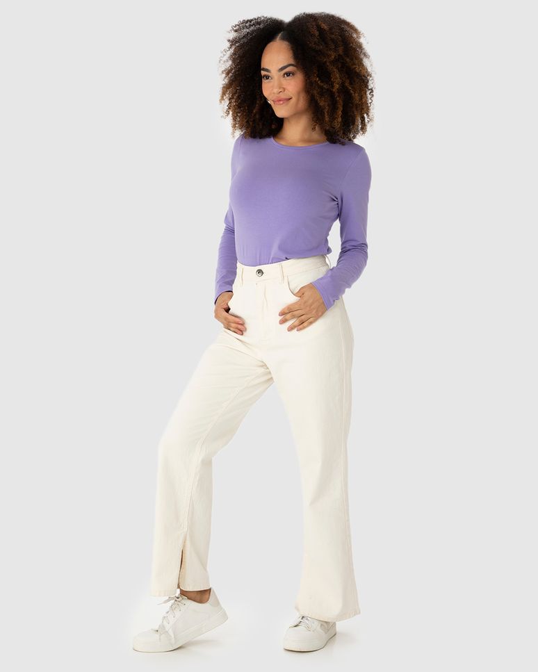 Blusa Básica Feminina Decote Redondo Em Algodão