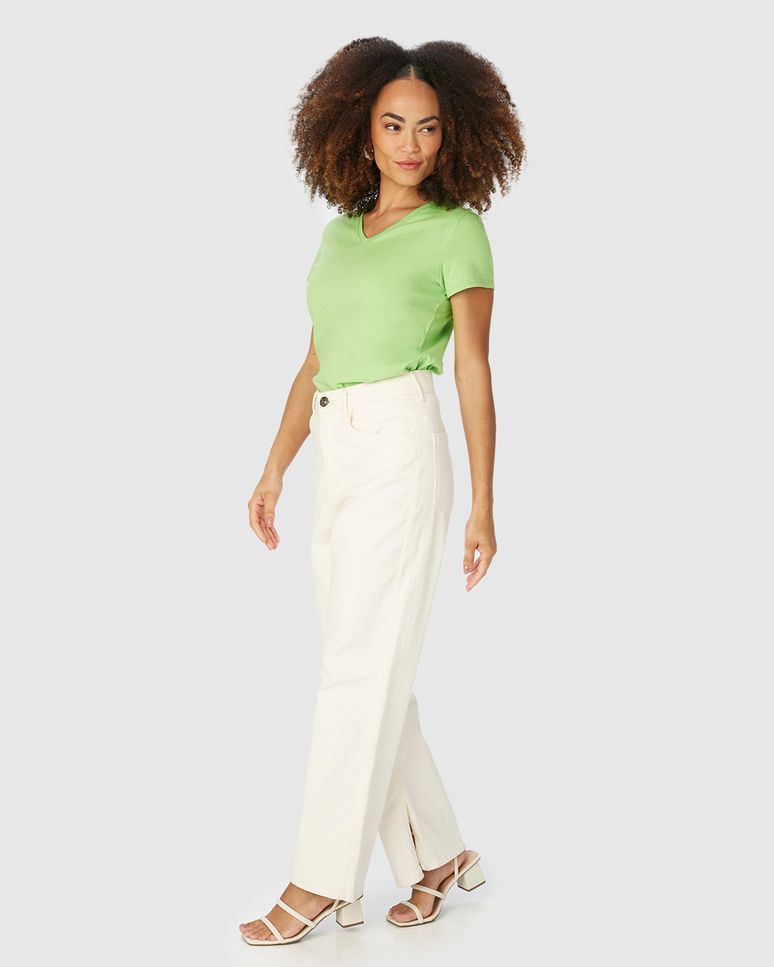 Blusa Básica Feminina Decote V Em Algodão