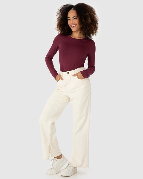 Blusa Básica Feminina Decote Redondo Em Viscose Stretch