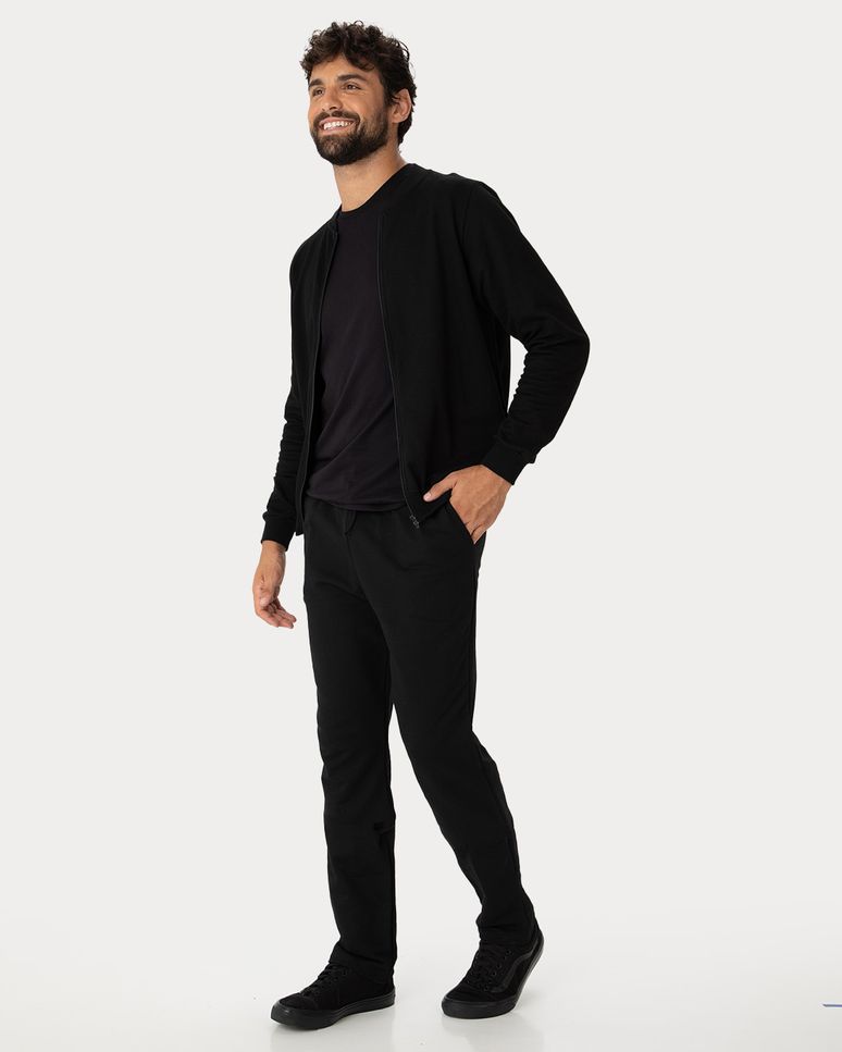 Conjunto Masculino Jaqueta Tradicional Em Moletom Stretch Flanelado