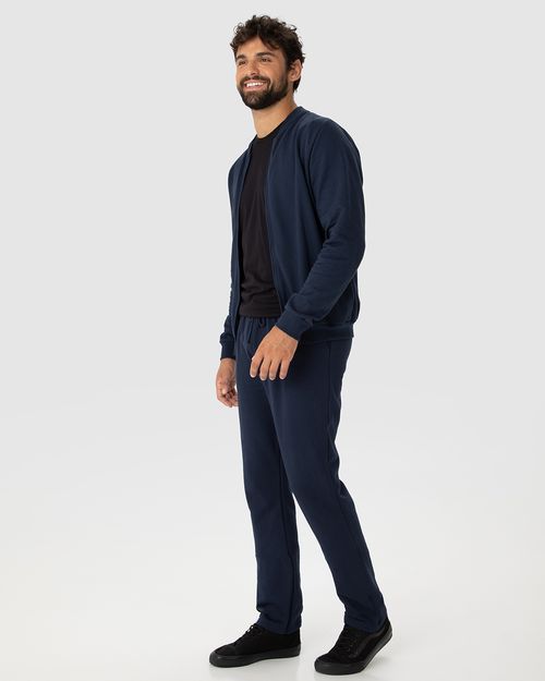 Conjunto Masculino Jaqueta Tradicional Em Moletom Stretch Flanelado