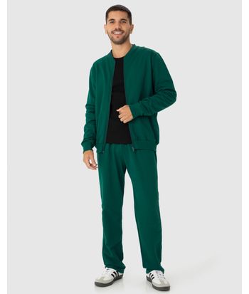Conjunto Masculino Jaqueta Tradicional Em Moletom Stretch Flanelado