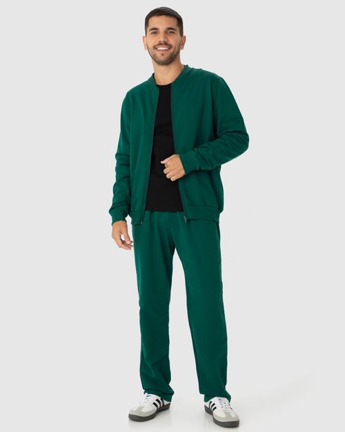 Conjunto Masculino Jaqueta Tradicional Em Moletom Stretch Flanelado