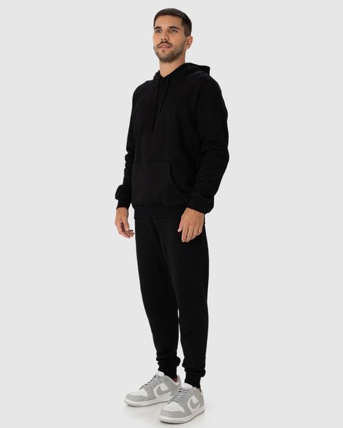 Conjunto Masculino Blusão Com Capuz  Em Moletom Flanelado