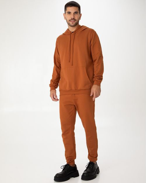 Conjunto Masculino Blusão Com Capuz  Em Moletom Flanelado