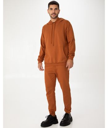 Conjunto Masculino Blusão Com Capuz  Em Moletom Flanelado
