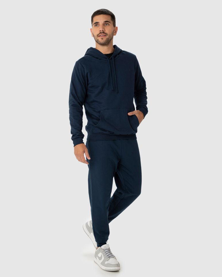 Conjunto Masculino Blusão Com Capuz  Em Moletom Flanelado