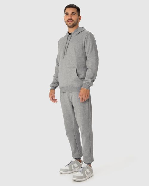 Conjunto Masculino Blusão Com Capuz  Em Moletom Flanelado