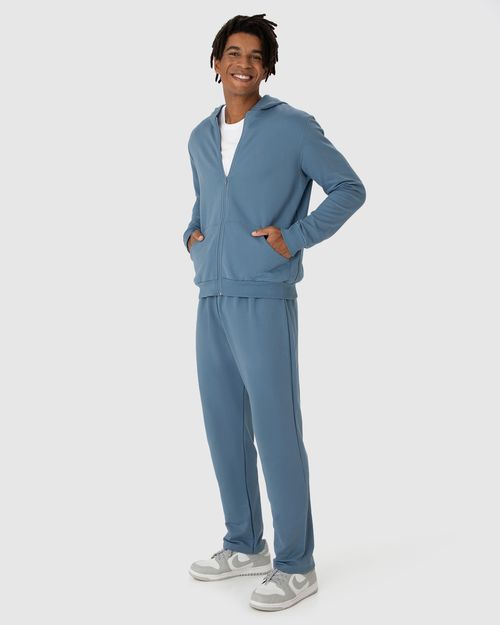 Conjunto Masculino Jaqueta Com Capuz Em Moletom Stretch Flanelado