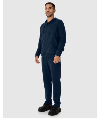 Conjunto Masculino Jaqueta Com Capuz Em Moletom Stretch Flanelado