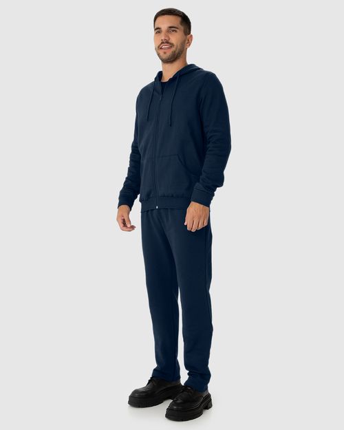 Conjunto Masculino Jaqueta Com Capuz Em Moletom Stretch Flanelado